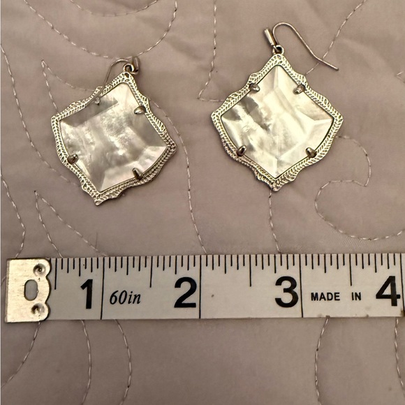 Kendra Scott Silver and Mother of Pearl Earrings -Kristen - Picture 2 of 3